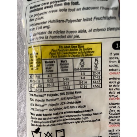 Wigwam Thermax Cm Liner Xl Mens Moisture Wicking Performance Socks Old Stock - Picture 7 of 7